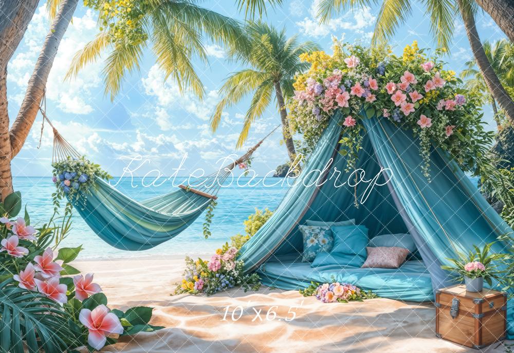 Kate Fleece Beach Holiday Camping Tent Backdrop Designed by Emetselch
