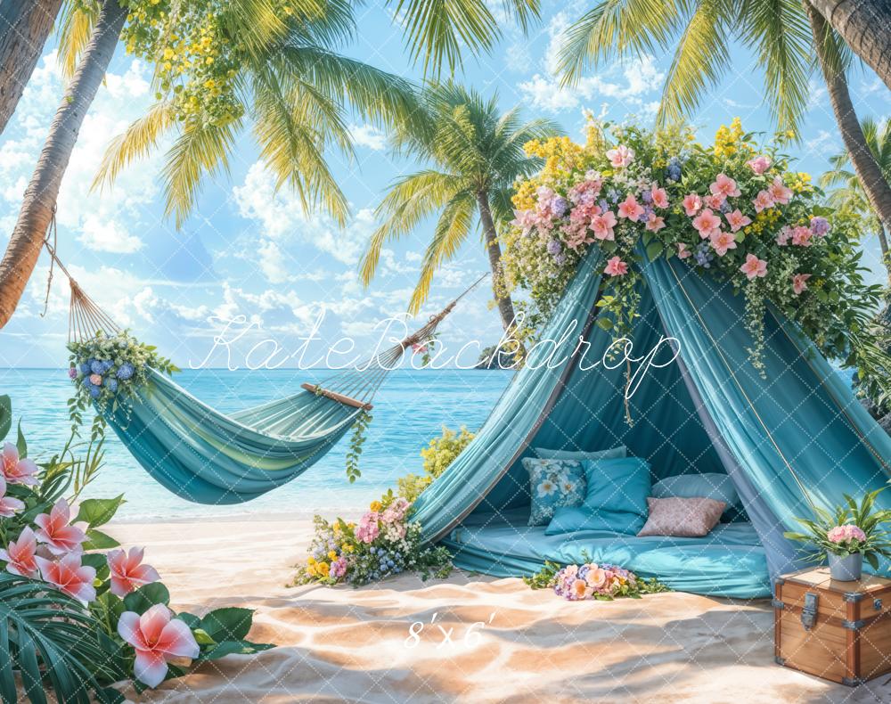 Kate Fleece Beach Holiday Camping Tent Backdrop Designed by Emetselch