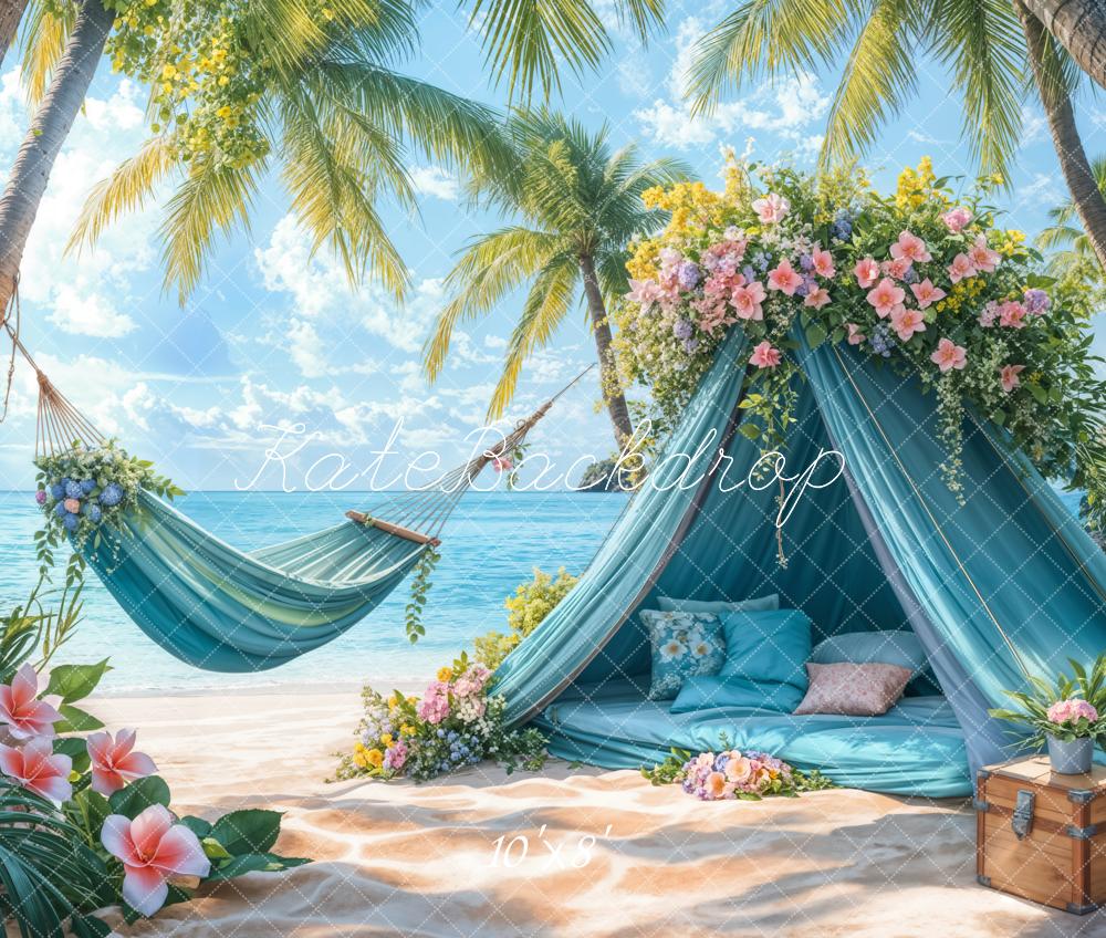 Kate Fleece Beach Holiday Camping Tent Backdrop Designed by Emetselch