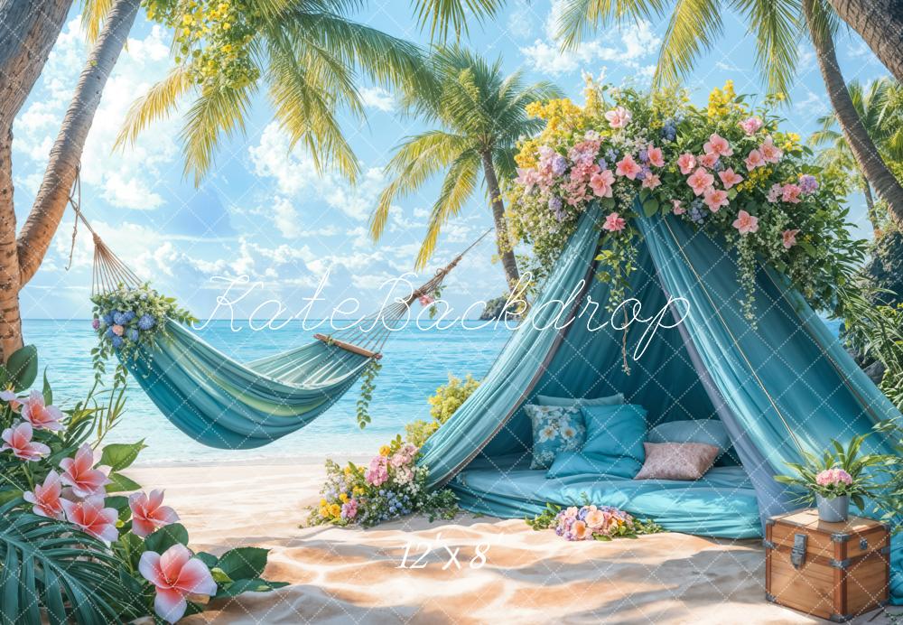 Kate Fleece Beach Holiday Camping Tent Backdrop Designed by Emetselch