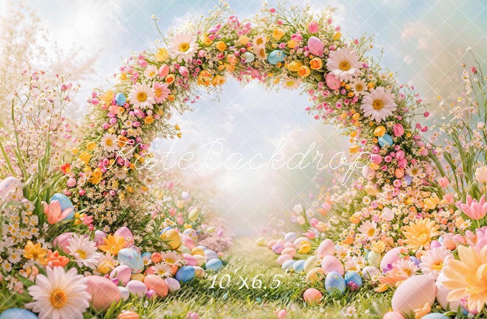 Kate Fleece Easter Eggs Flowers Arch Backdrop Designed by Emetselch
