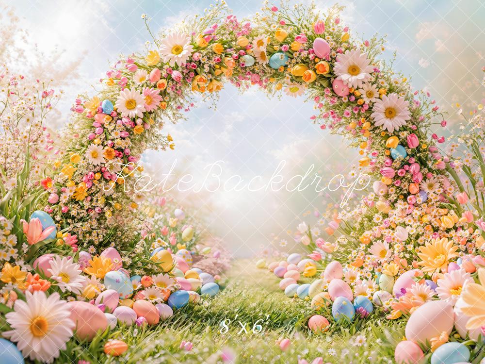 Kate Fleece Easter Eggs Flowers Arch Backdrop Designed by Emetselch