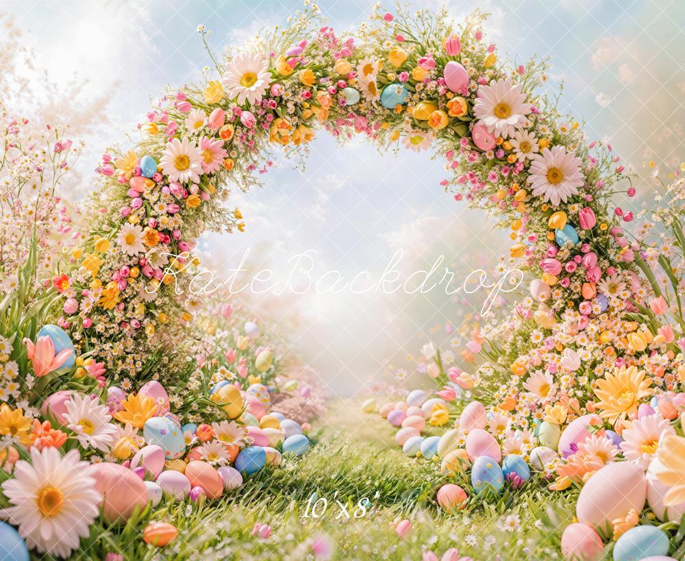 Kate Fleece Easter Eggs Flowers Arch Backdrop Designed by Emetselch