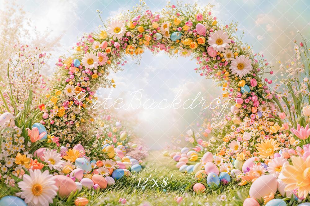 Kate Fleece Easter Eggs Flowers Arch Backdrop Designed by Emetselch