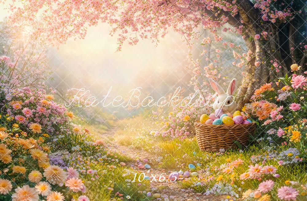 Kate Fleece Easter Bunny Flower Tree Backdrop Designed by Emetselch