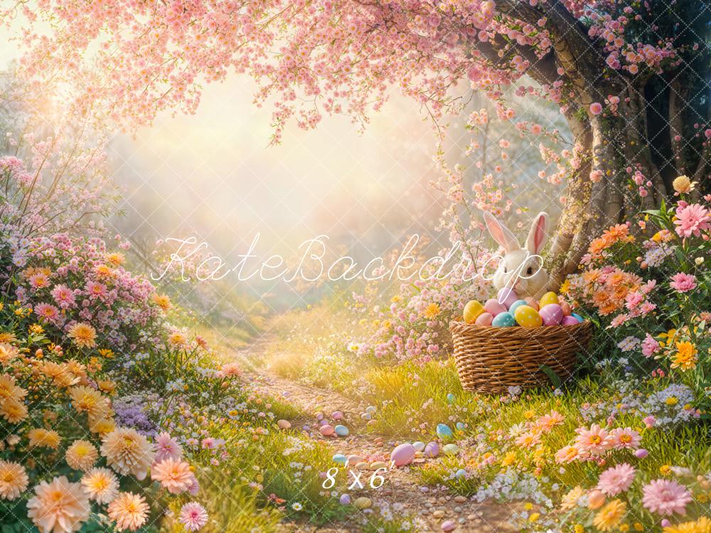 Kate Fleece Easter Bunny Flower Tree Backdrop Designed by Emetselch