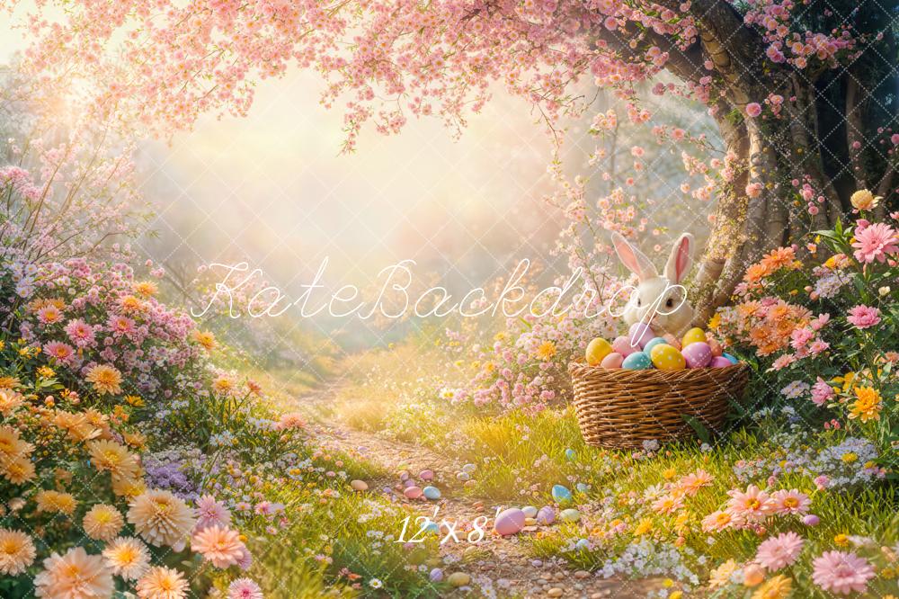 Kate Fleece Easter Bunny Flower Tree Backdrop Designed by Emetselch