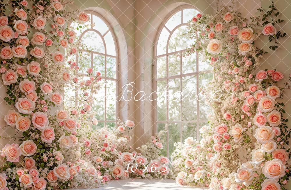 Kate Fleece Spring Flower Window Corner Backdrop Designed by Emetselch