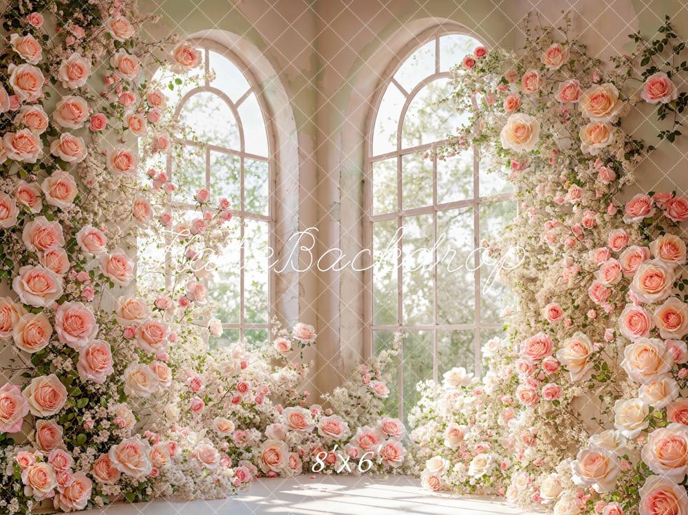 Kate Fleece Spring Flower Window Corner Backdrop Designed by Emetselch