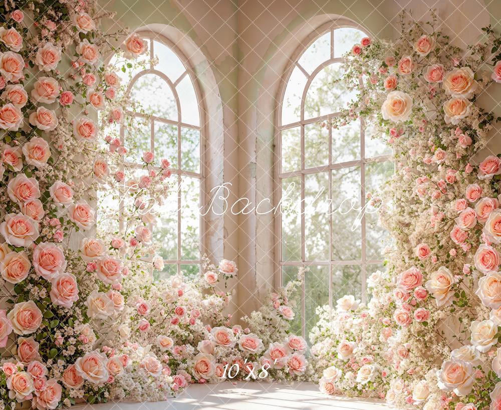 Kate Fleece Spring Flower Window Corner Backdrop Designed by Emetselch