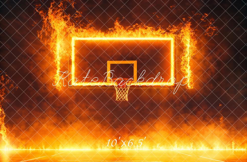 Kate Fleece Fire Basketball Sports Backdrop Designed by Emetselch
