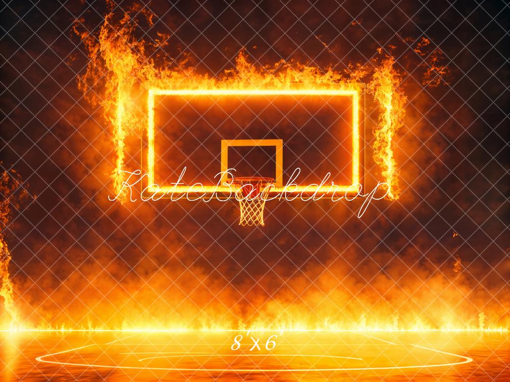 Kate Fleece Fire Basketball Sports Backdrop Designed by Emetselch