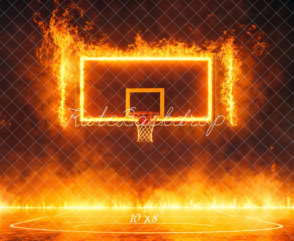 Kate Fleece Fire Basketball Sports Backdrop Designed by Emetselch - Kate Backdrop AU