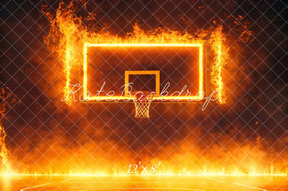 Kate Fleece Fire Basketball Sports Backdrop Designed by Emetselch - Kate Backdrop AU