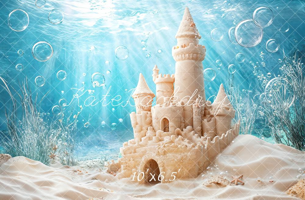 Kate Sand Castle Bubble Sea Mermaid Fleece Backdrop Designed by Emetselch