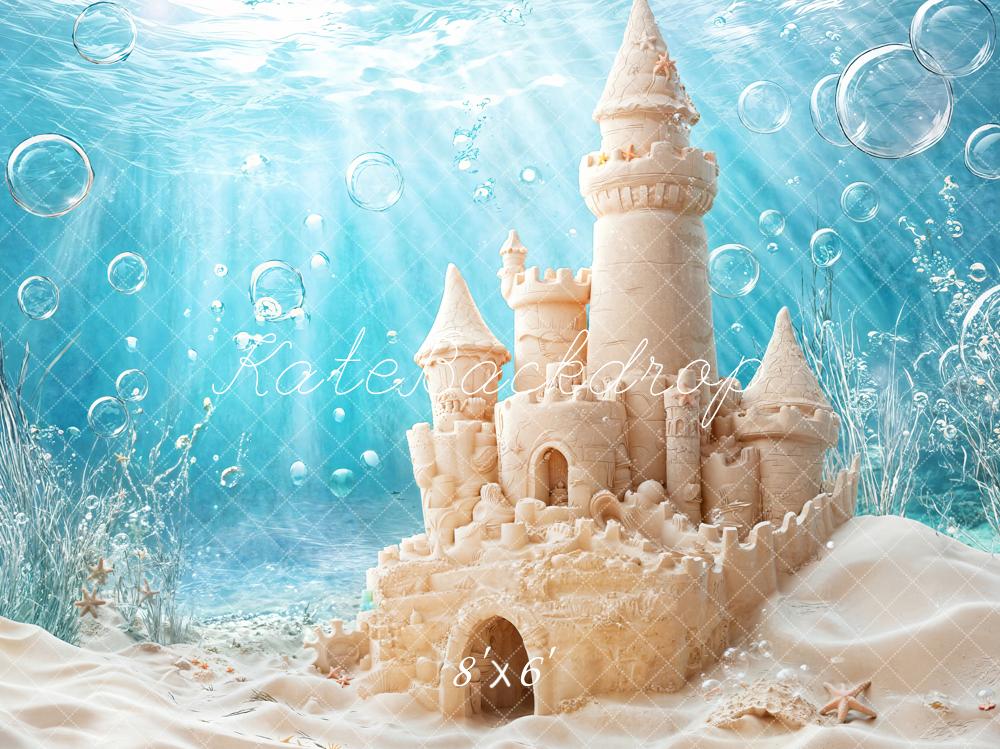 Kate Sand Castle Bubble Sea Mermaid Fleece Backdrop Designed by Emetselch