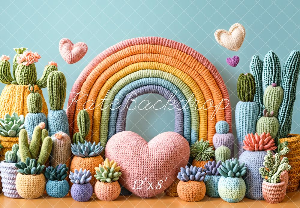 Kate Fleece Cactus Rainbow Backdrop Cake Smash Designed by Emetselch