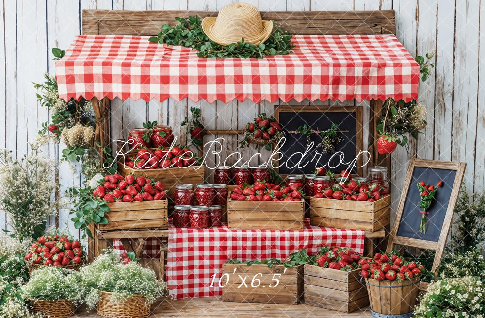 Kate Fleece Spring Strawberry Stand Backdrop Designed by Emetselch - Kate Backdrop AU