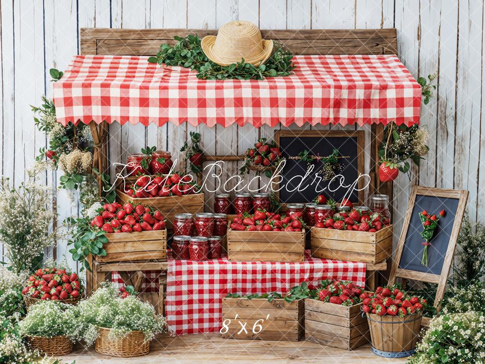 Kate Fleece Spring Strawberry Stand Backdrop Designed by Emetselch - Kate Backdrop AU