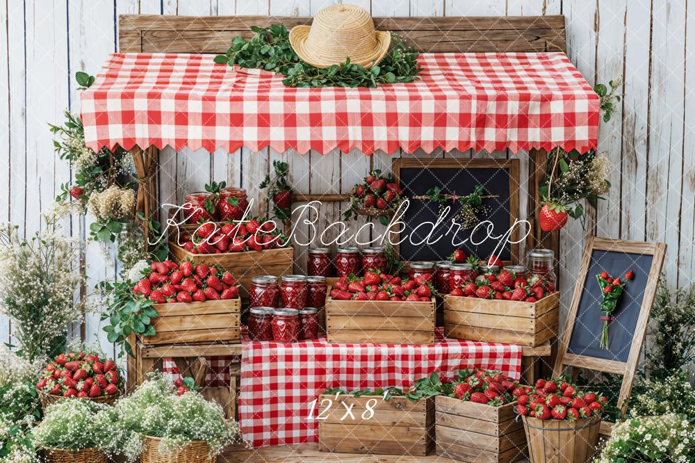 Kate Fleece Spring Strawberry Stand Backdrop Designed by Emetselch - Kate Backdrop AU