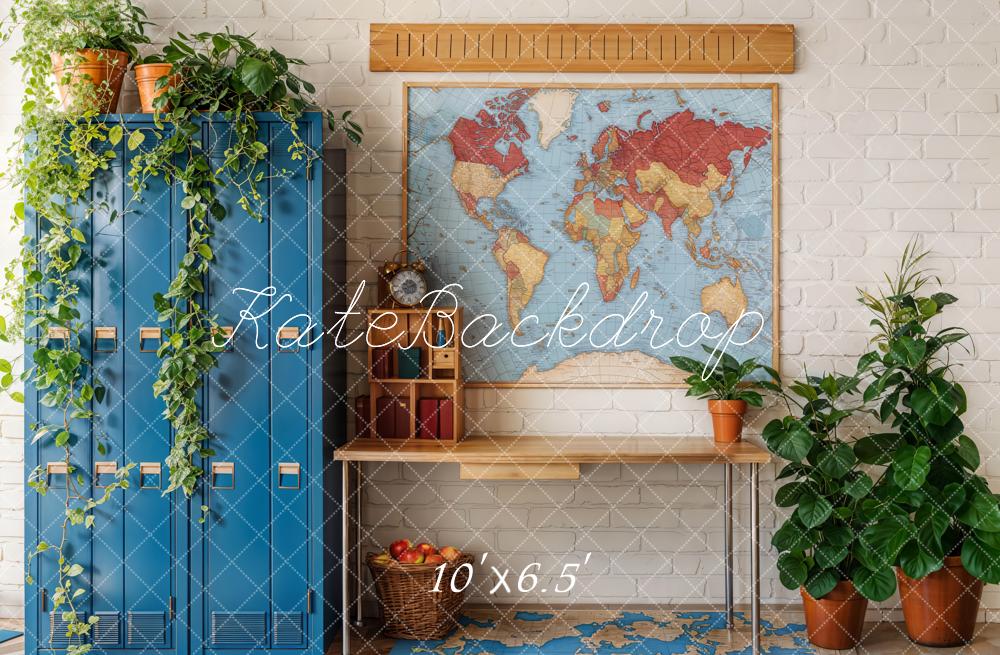 Kate Fleece Map Lockers Back to School Backdrop Designed by Emetselch