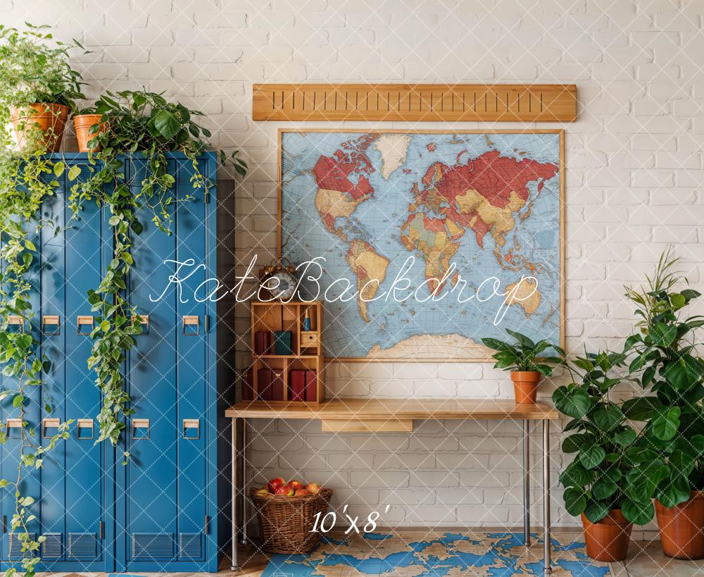 Kate Fleece Map Lockers Back to School Backdrop Designed by Emetselch