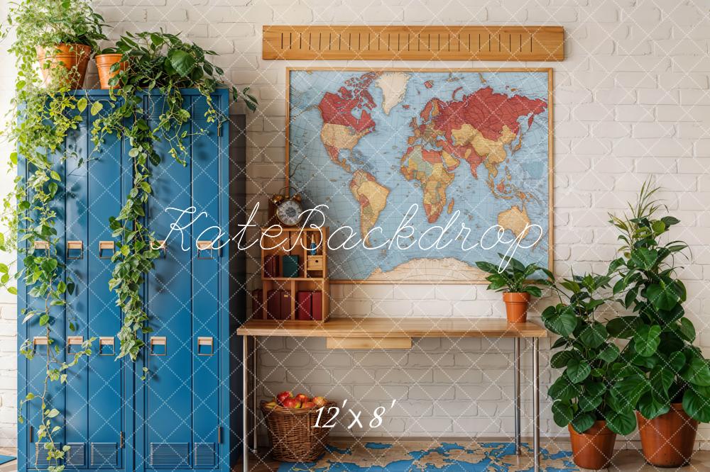 Kate Fleece Map Lockers Back to School Backdrop Designed by Emetselch