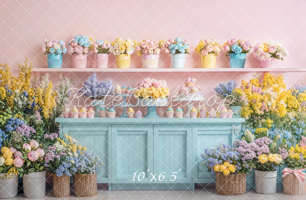 Kate Fleece Spring Floral Pastel Cabinet Backdrop Designed by Emetselch