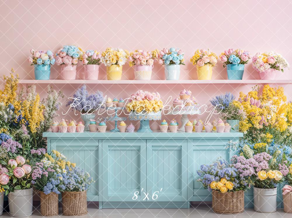 Kate Fleece Spring Floral Pastel Cabinet Backdrop Designed by Emetselch