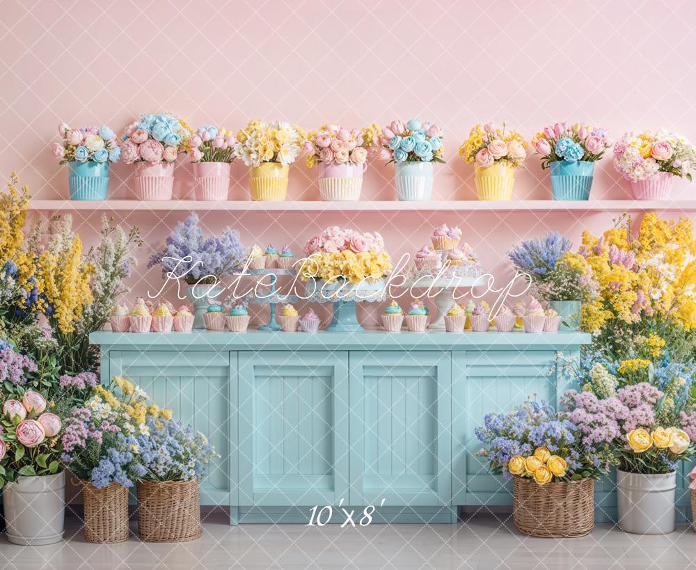 Kate Fleece Spring Floral Pastel Cabinet Backdrop Designed by Emetselch