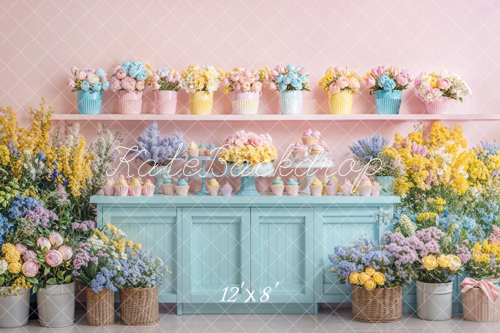 Kate Fleece Spring Floral Pastel Cabinet Backdrop Designed by Emetselch
