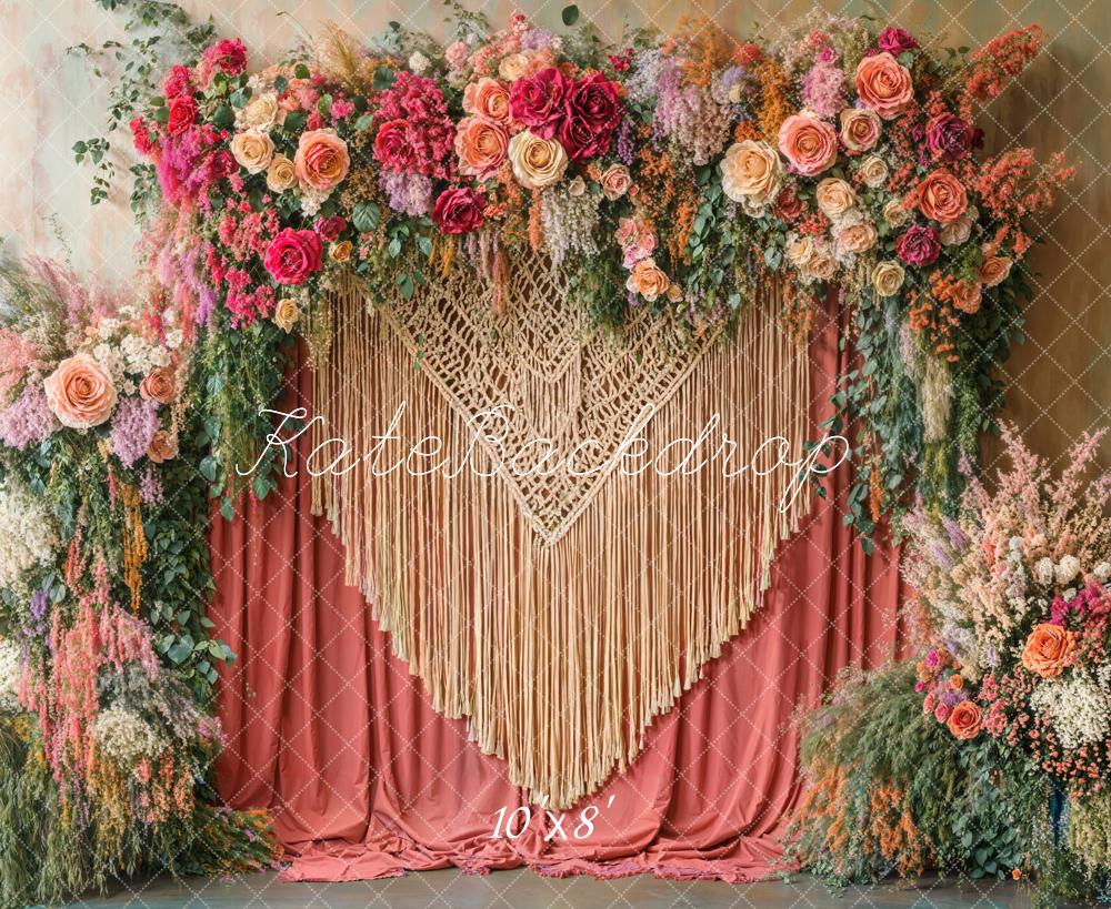 Kate Fleece Boho Flower Backdrop Mother's Day Designed by Emetselch - Kate Backdrop AU