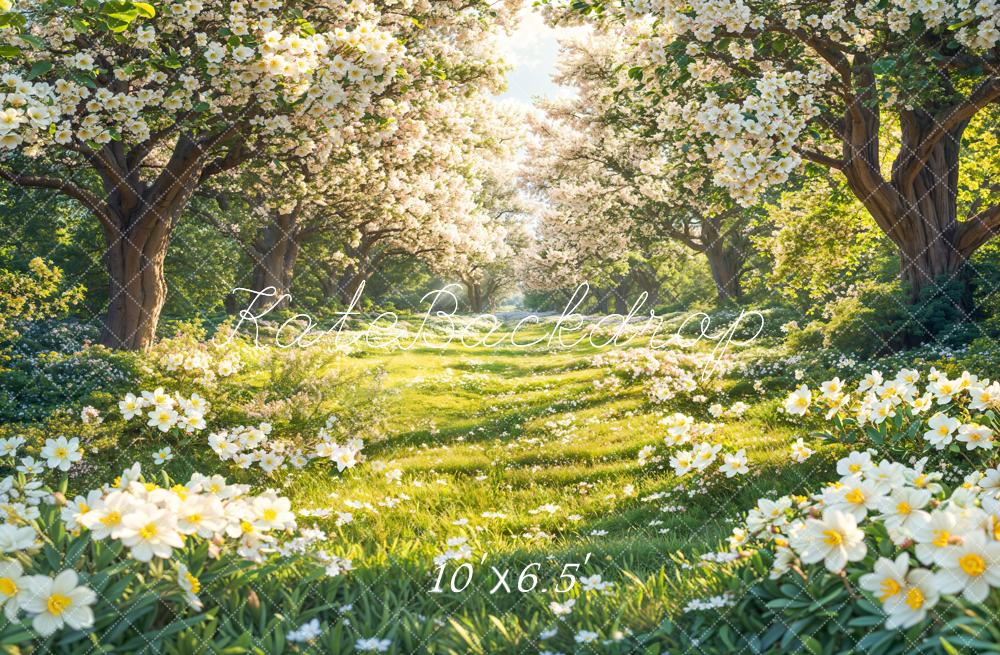 Kate Fleece Spring Blossom Flowers Forest Backdrop Designed by Emetselch