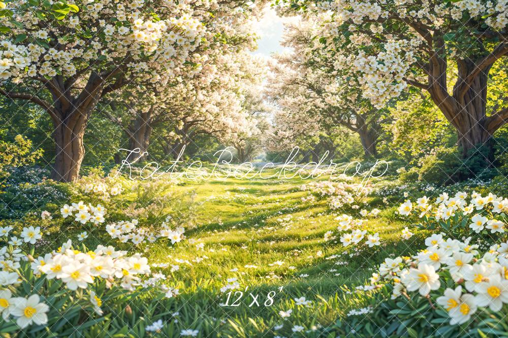 Kate Fleece Spring Blossom Flowers Forest Backdrop Designed by Emetselch