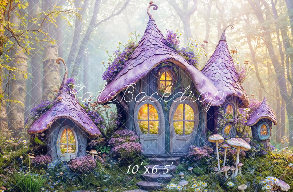 Kate Fleece Fairy Fantasy Purple Cottage Backdrop Designed by Emetselch - Kate Backdrop AU
