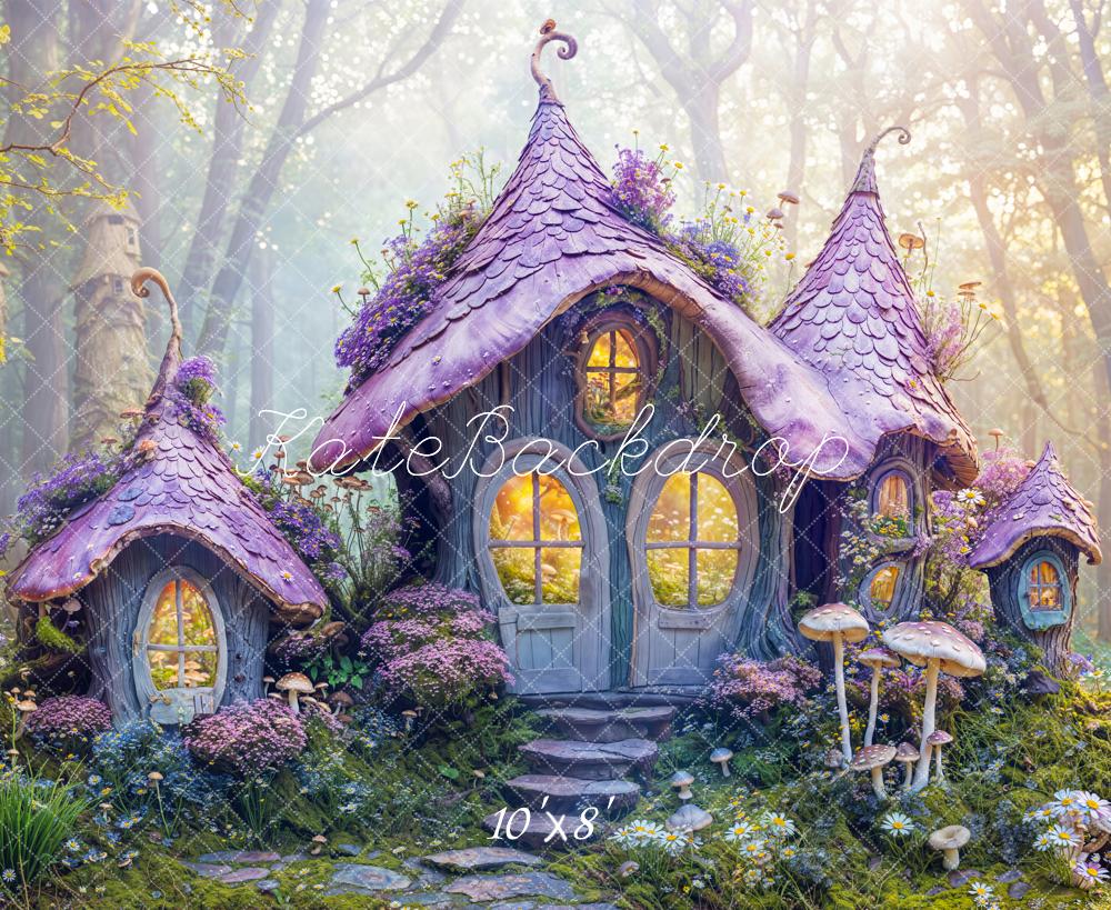Kate Fleece Fairy Fantasy Purple Cottage Backdrop Designed by Emetselch - Kate Backdrop AU