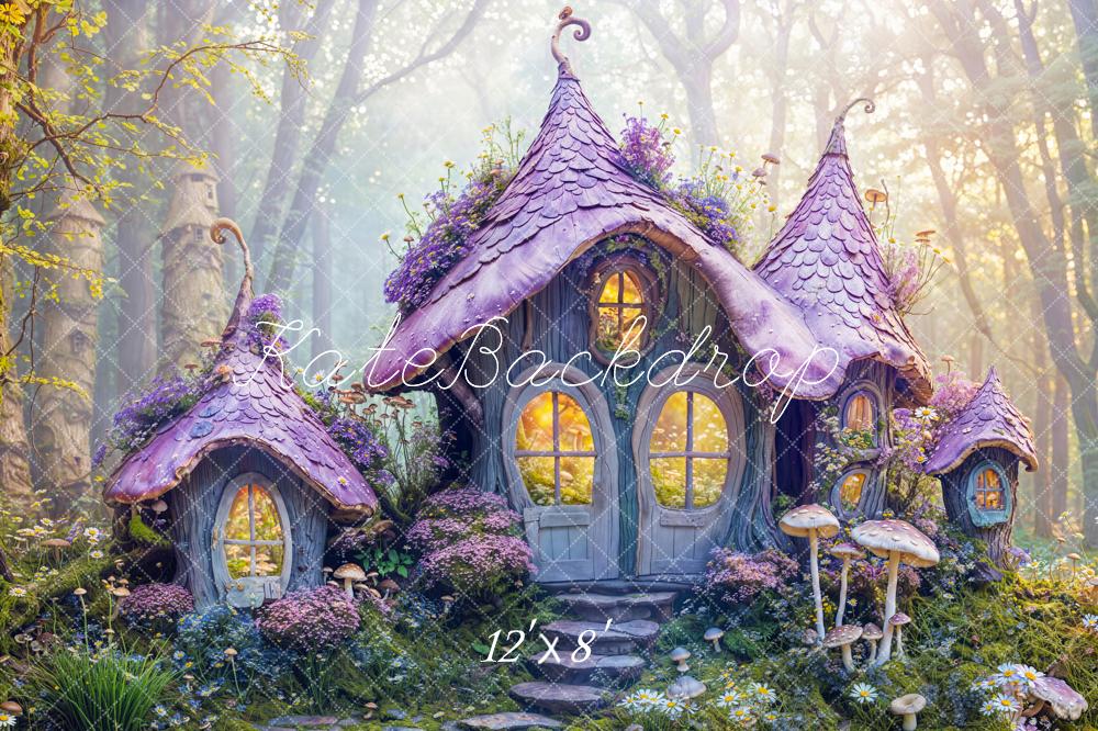 Kate Fleece Fairy Fantasy Purple Cottage Backdrop Designed by Emetselch - Kate Backdrop AU