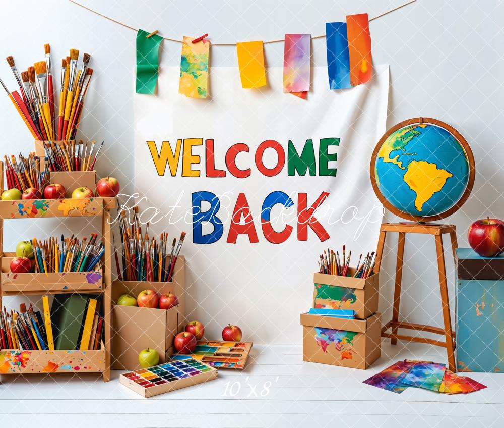Kate Fleece Welcome Back to School Backdrop Designed by Emetselch