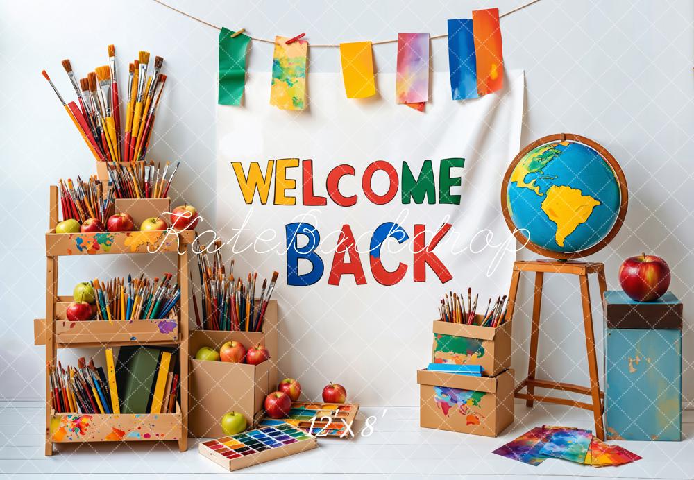 Kate Fleece Welcome Back to School Backdrop Designed by Emetselch