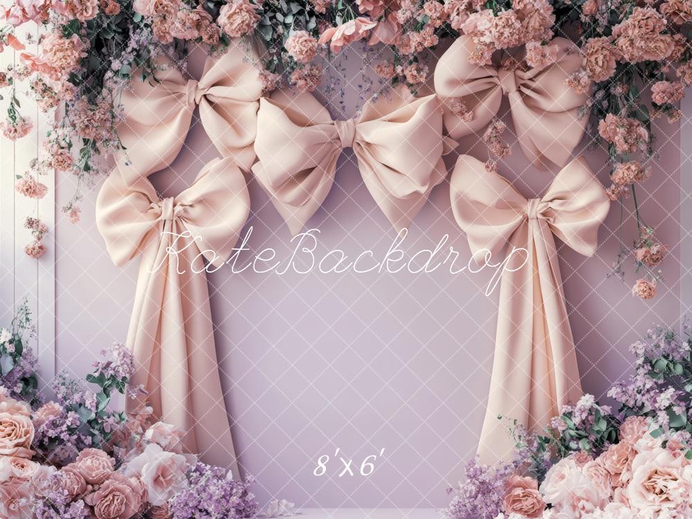 Kate Fleece Spring Bow Backdrop Light Purple Designed by Lidia Redekopp