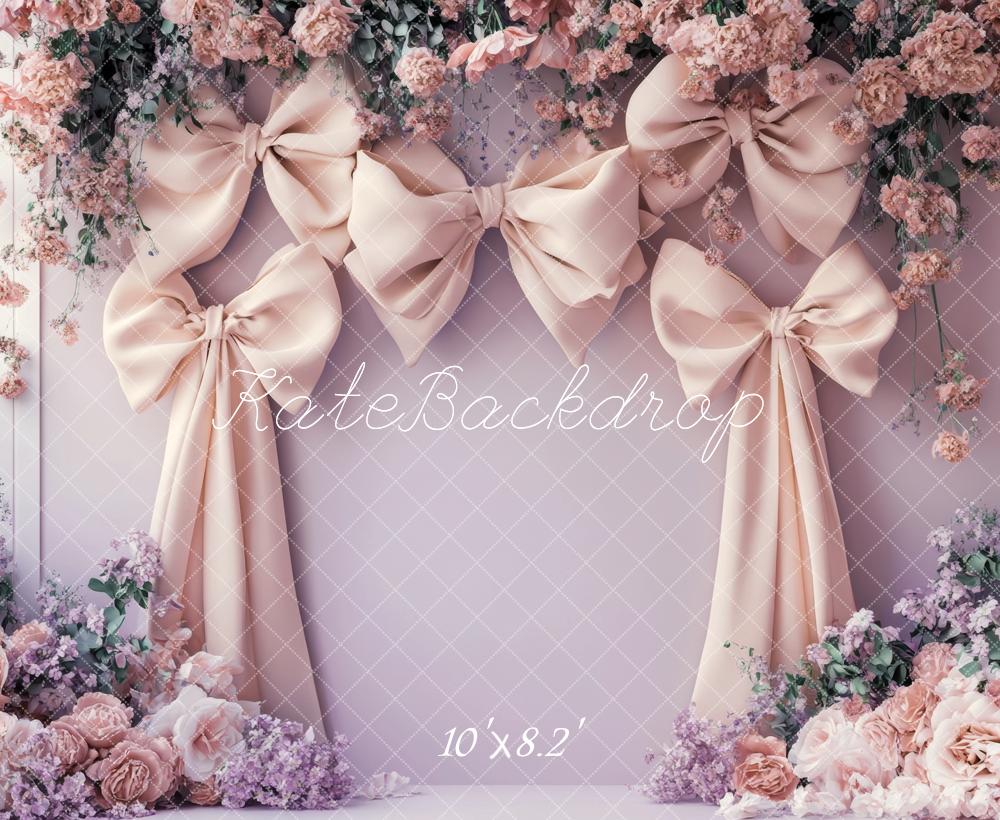 Kate Fleece Spring Bow Backdrop Light Purple Designed by Lidia Redekopp