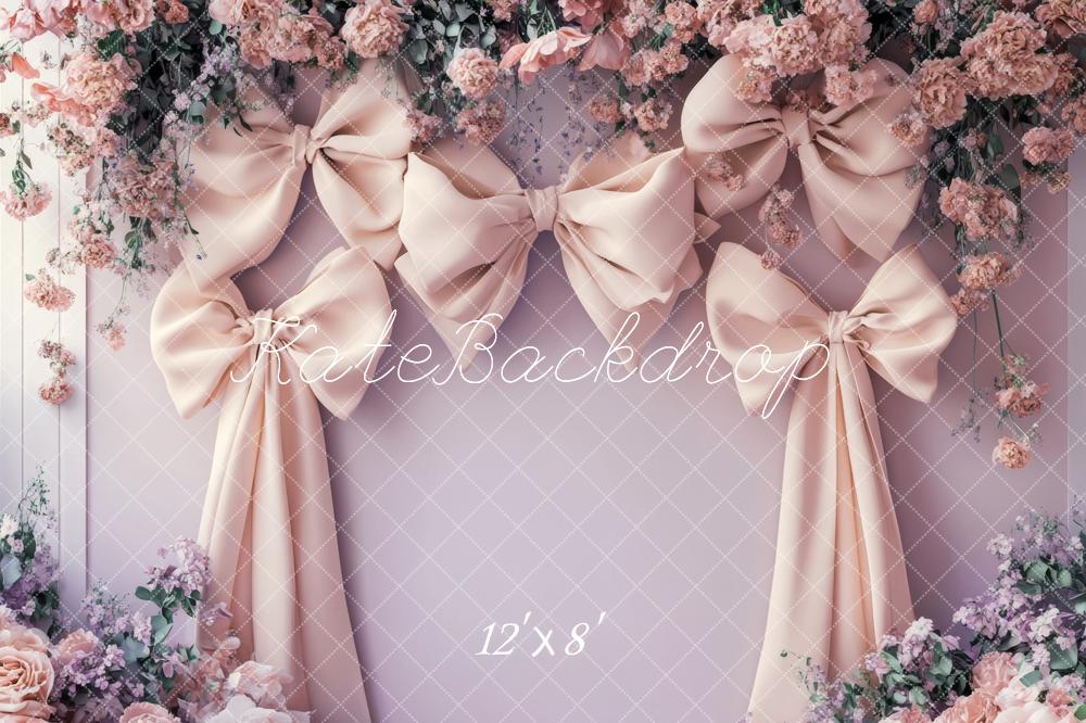 Kate Fleece Spring Bow Backdrop Light Purple Designed by Lidia Redekopp