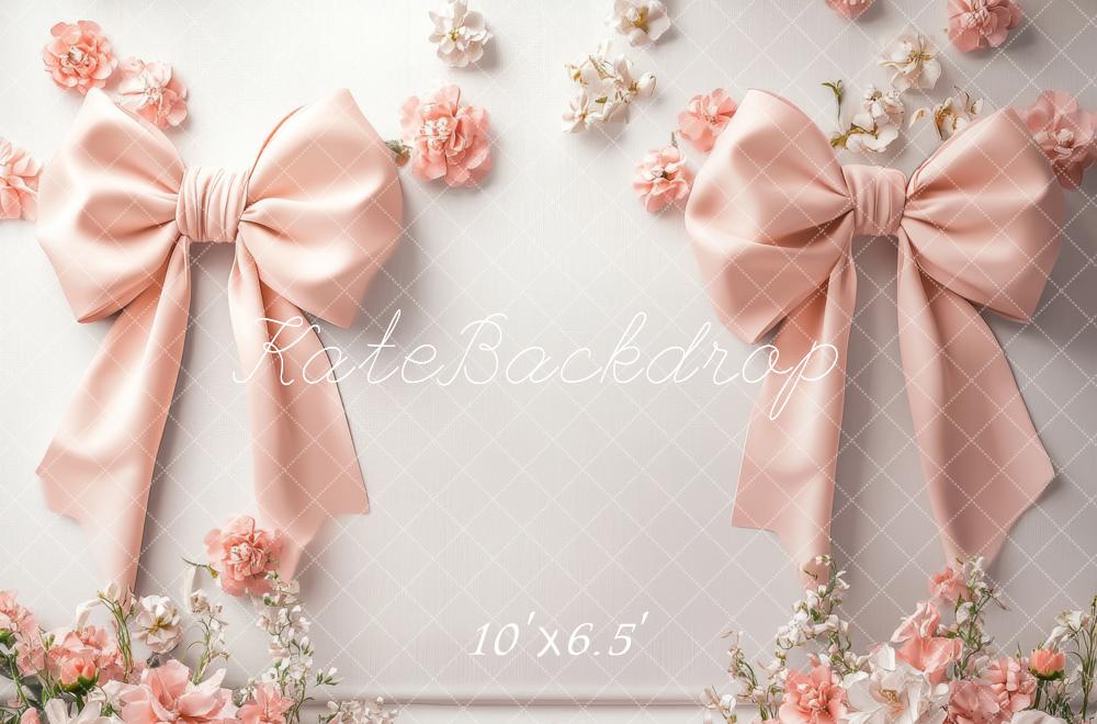 Kate Fleece Pink Bow Flower Backdrop Designed by Lidia Redekopp