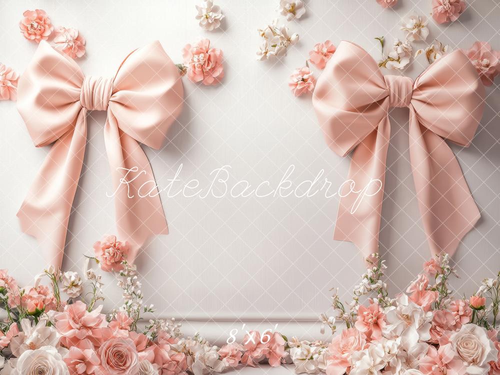 Kate Fleece Pink Bow Flower Backdrop Designed by Lidia Redekopp