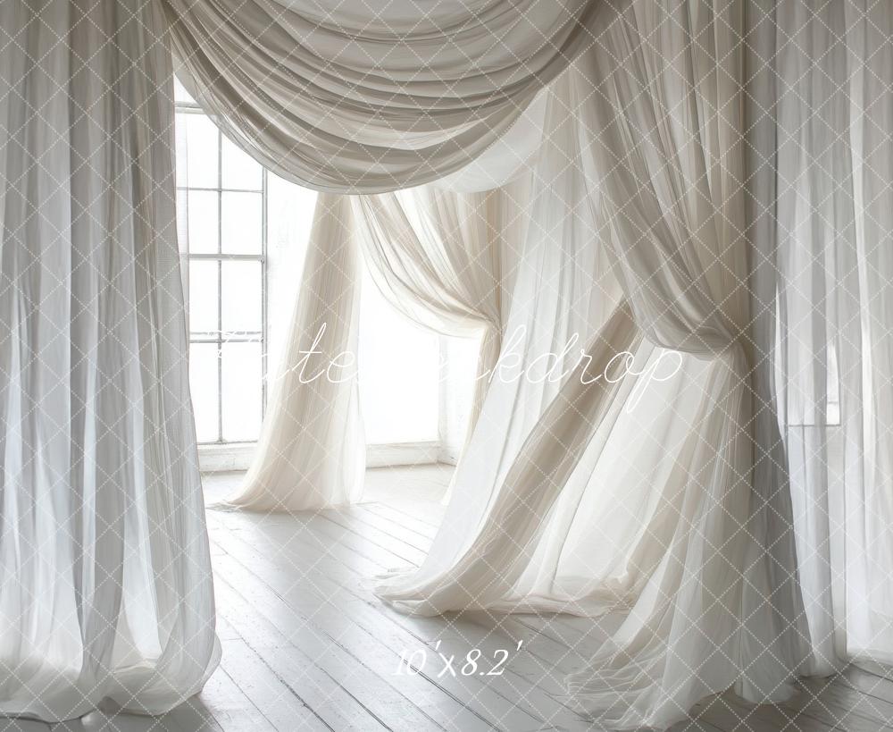 Kate Fleece White Sheer Drapery Backdrop Designed by Lidia Redekopp