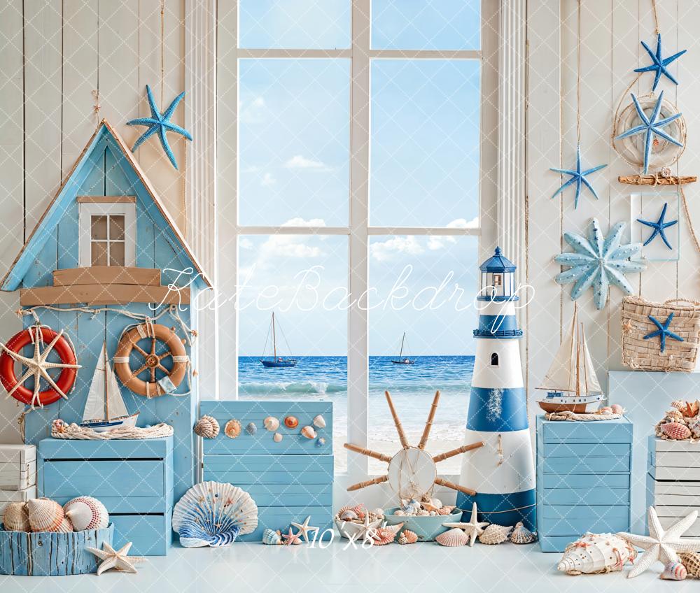 Kate Fleece Seaside Voyage Conch Backdrop Designed by Emetselch - Kate Backdrop AU