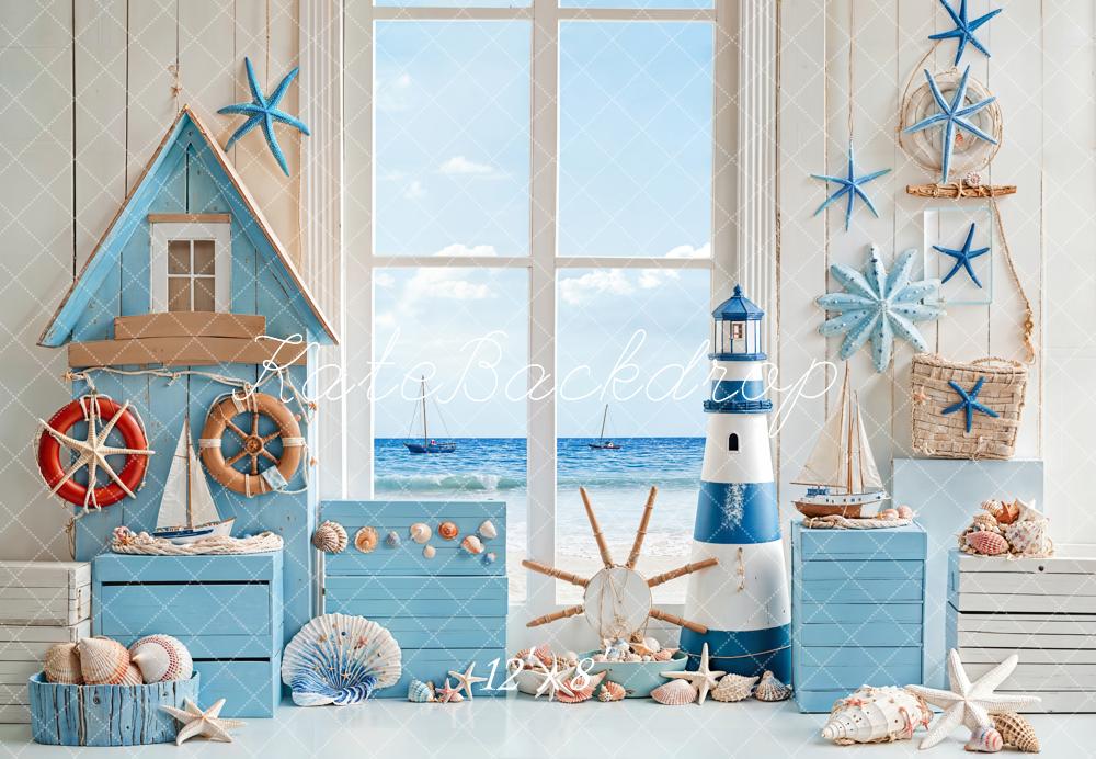 Kate Fleece Seaside Voyage Conch Backdrop Designed by Emetselch - Kate Backdrop AU