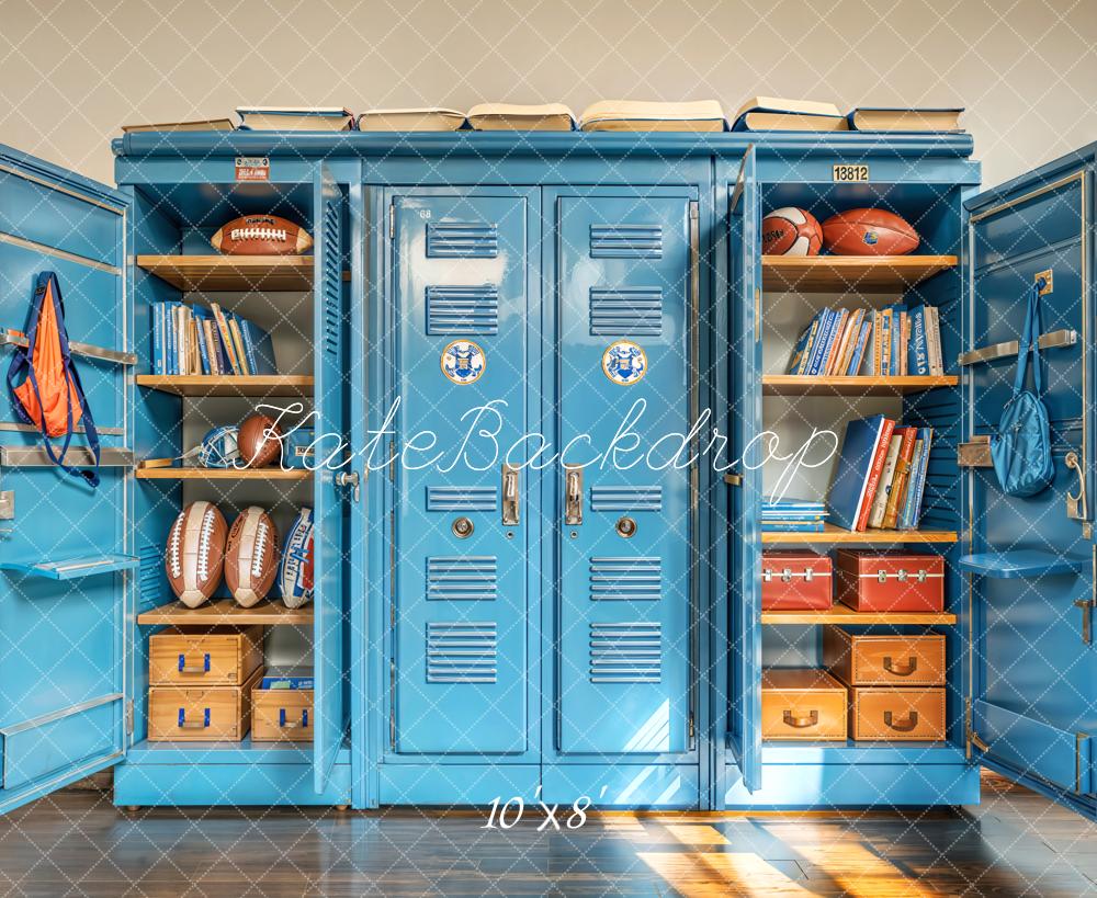 Kate Fleece Blue Football Storage Cabinet Backdrop Designed by Emetselch - Kate Backdrop AU