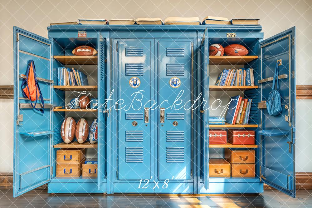 Kate Fleece Blue Football Storage Cabinet Backdrop Designed by Emetselch - Kate Backdrop AU