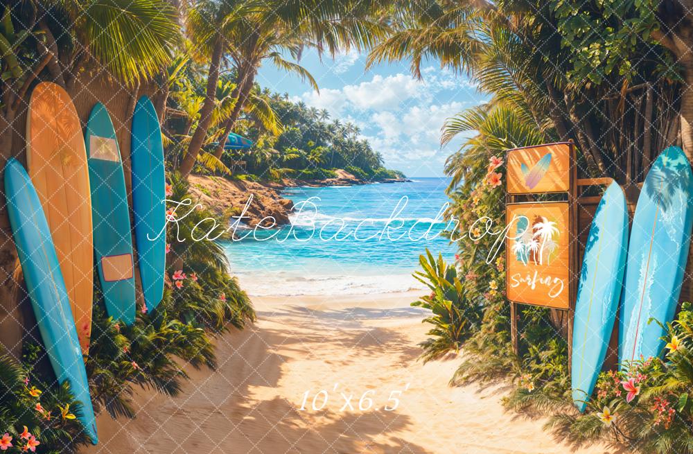 Kate Fleece Summer Beach Surfing Backdrop Designed by Emetselch